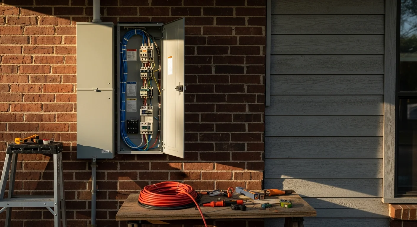 Professional electrician installing wiring in a residential home