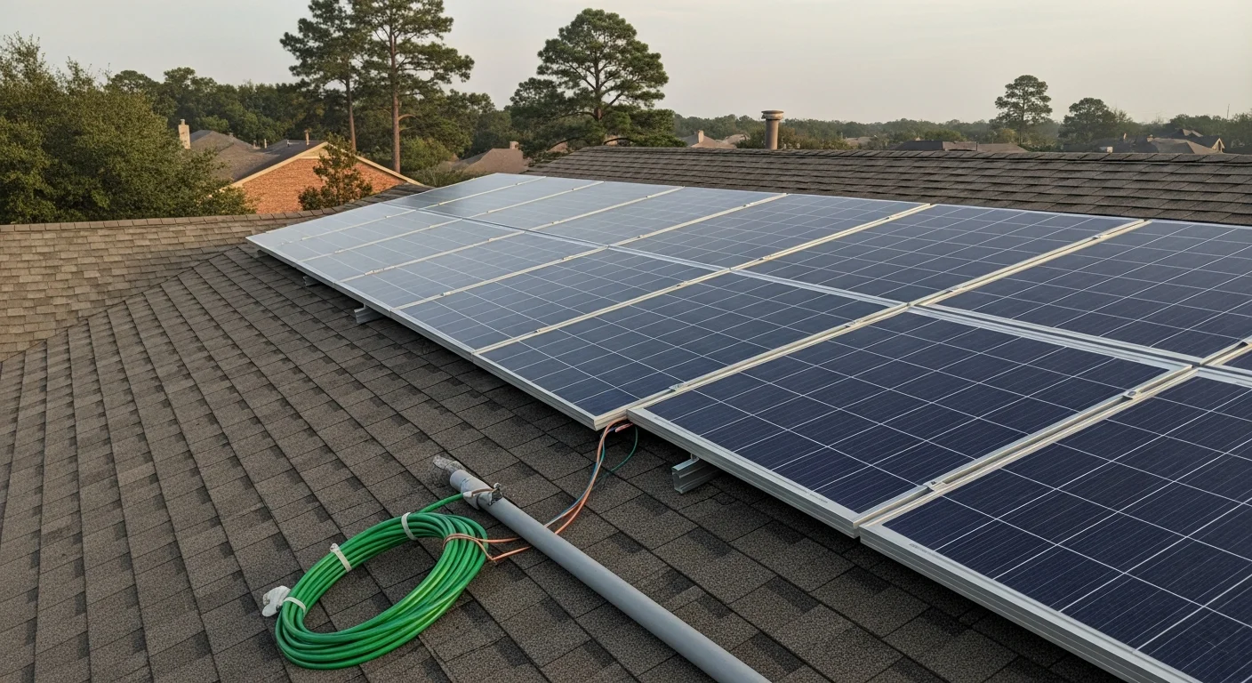 Solar panels installed on a residential rooftop in East Texas
