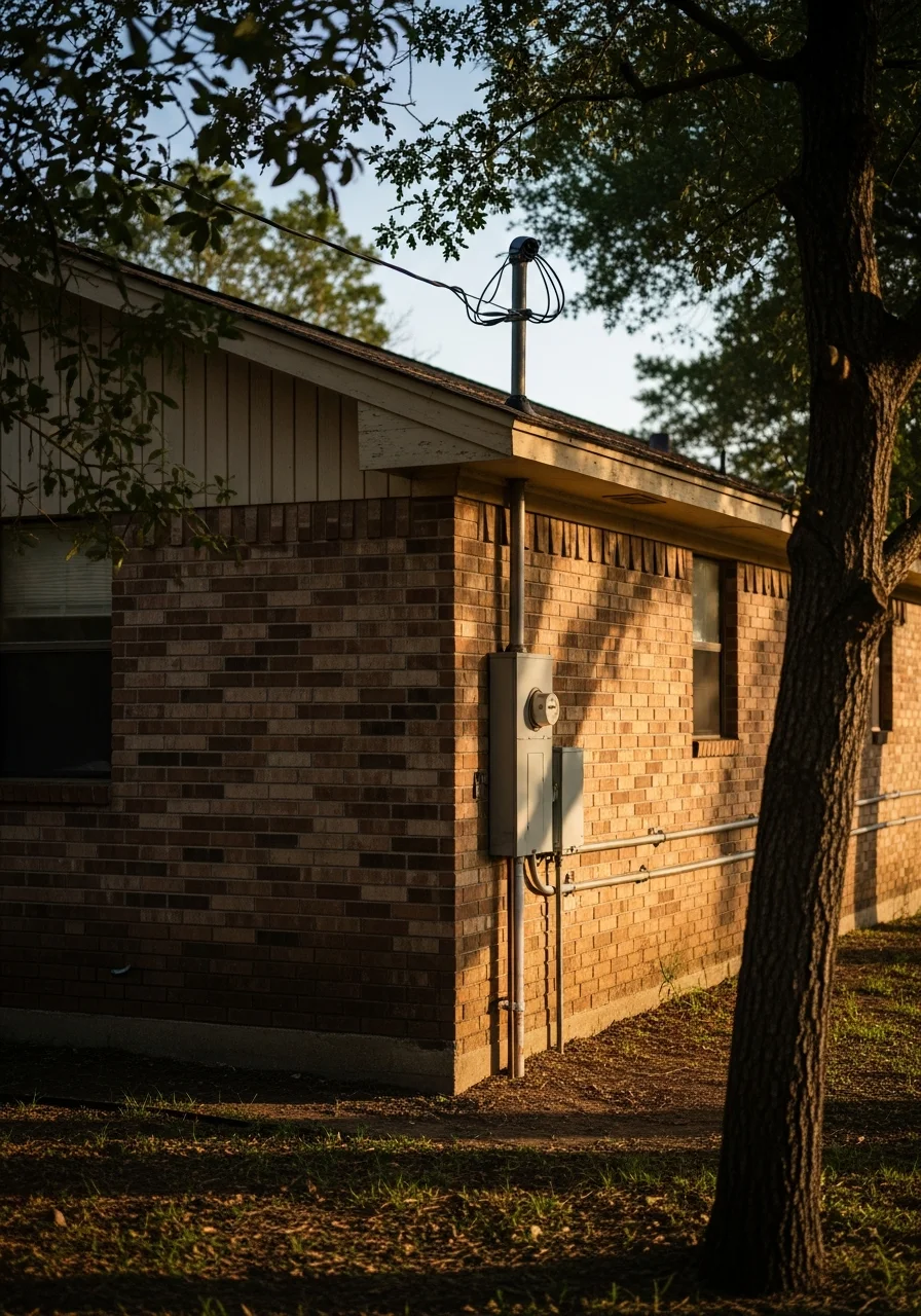 Professional service work being performed on a Brownsboro property exterior.