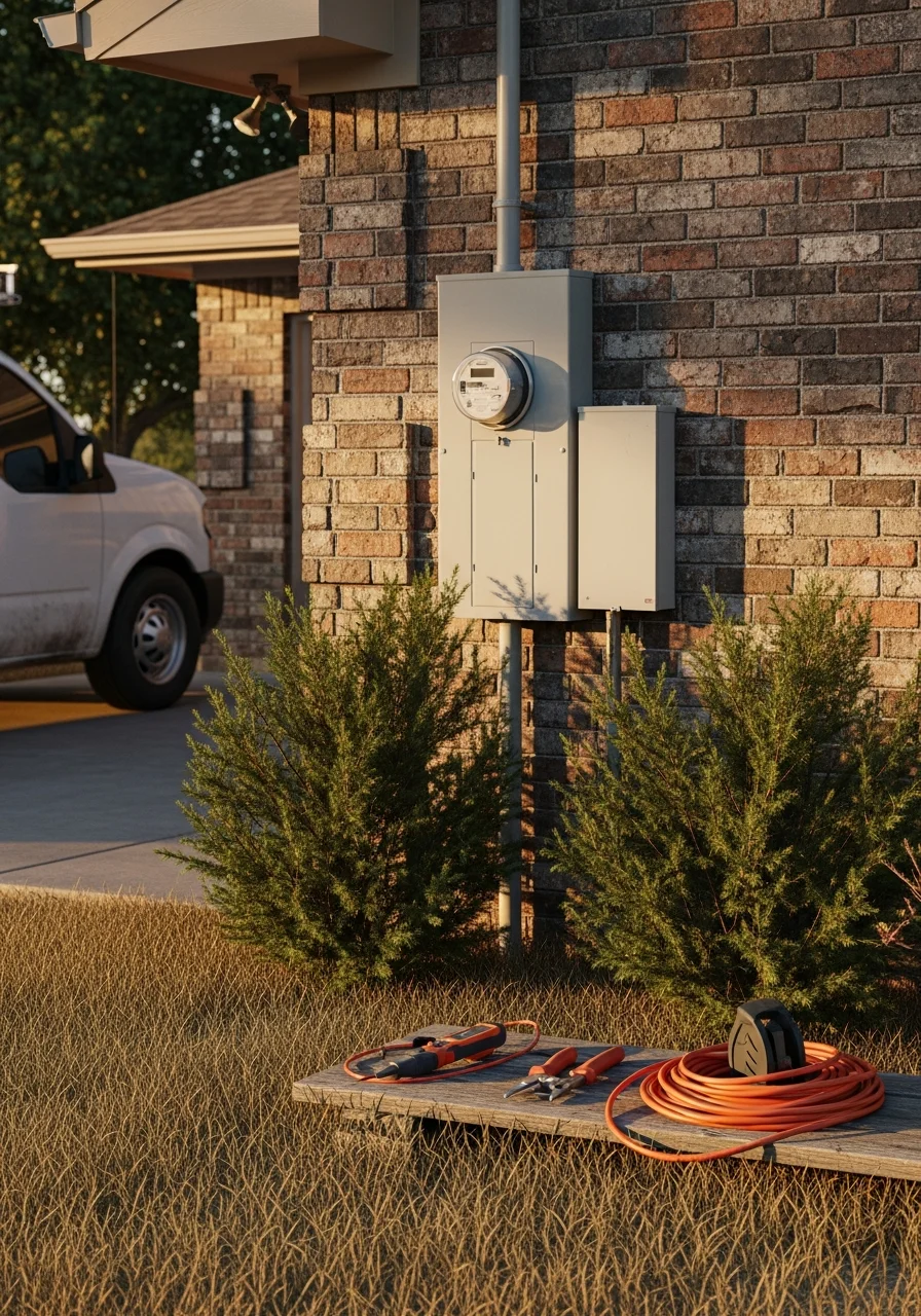 Service professional working on a Chandler property with visible tools and equipment.